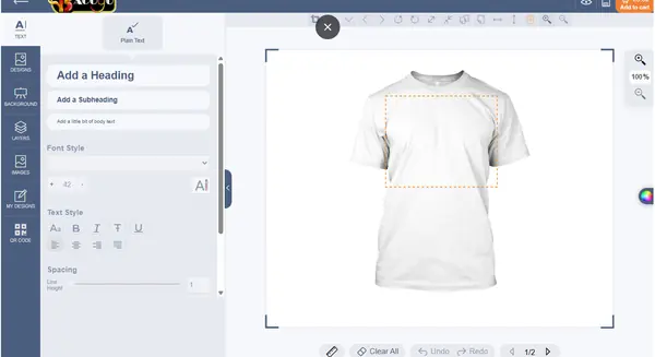 The BACOYO design studio with a T-shirt ready to design